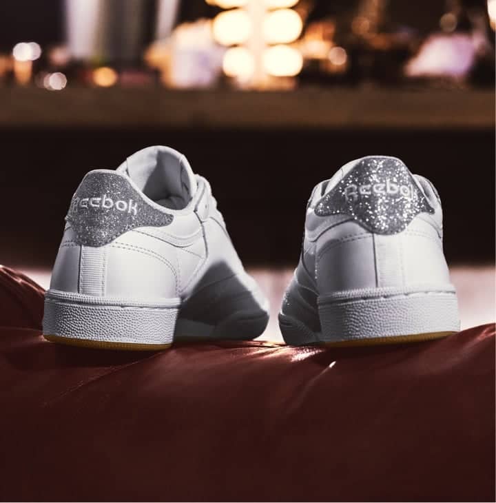 Rear view of White Reebok Classic Club C